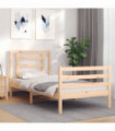 vidaXL Bed Frame with Headboard Single Solid Wood