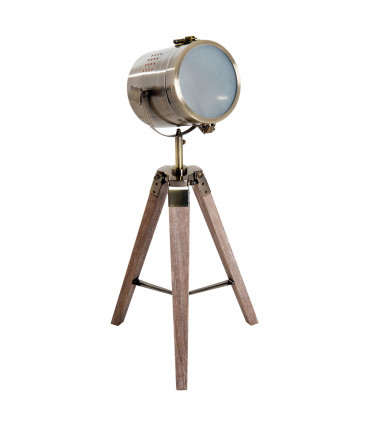 Floor Lamp, 33L-Wood/Bronze Colour, Steel, Copper, Pine, Retro Photography Style