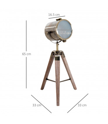 Floor Lamp, 33L-Wood/Bronze Colour, Steel, Copper, Pine, Retro Photography Style