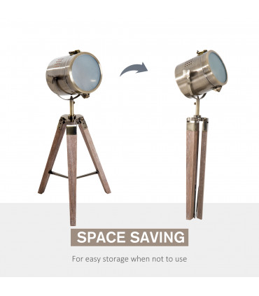 Floor Lamp, 33L-Wood/Bronze Colour, Steel, Copper, Pine, Retro Photography Style