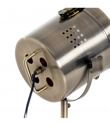 Floor Lamp, 33L-Wood/Bronze Colour, Steel, Copper, Pine, Retro Photography Style