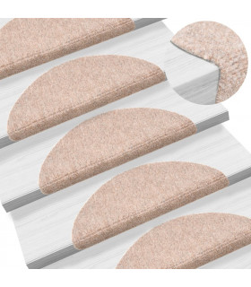 15 pcs Self-adhesive Stair Mats Needle Punch 56x17x3 cm Brown