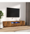 2 Piece TV Cabinet Set with LED Lights Smoked Oak Engineered Wood
