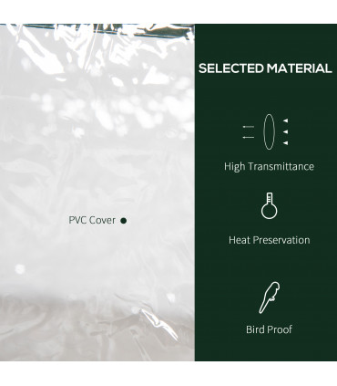 3 Tier Mini Greenhouse Roll Up Door Wire Shelves, 69x49x125cm, Clear