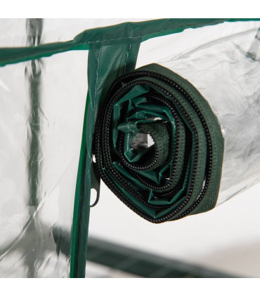 3 Tier Mini Greenhouse Roll Up Door Wire Shelves, 69x49x125cm, Clear