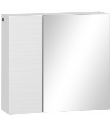 Bathroom Mirror Cabinet Wall Mount Storage Organizer w/ Adjustable Shelf White