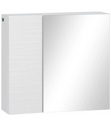 Bathroom Mirror Cabinet Wall Mount Storage Organizer w/ Adjustable Shelf White