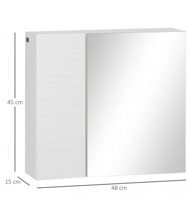 Bathroom Mirror Cabinet Wall Mount Storage Organizer w/ Adjustable Shelf White