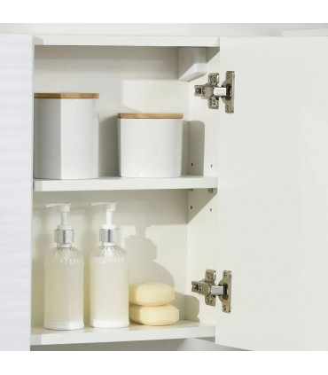 Bathroom Mirror Cabinet Wall Mount Storage Organizer w/ Adjustable Shelf White