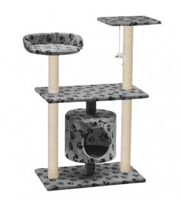 Cat Tree with Sisal Scratching Posts 95 cm Grey Paw Prints