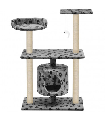 Cat Tree with Sisal Scratching Posts 95 cm Grey Paw Prints