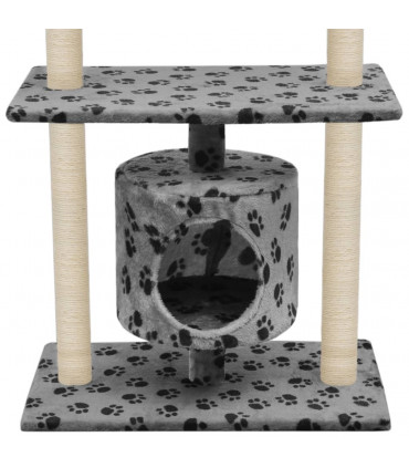 Cat Tree with Sisal Scratching Posts 95 cm Grey Paw Prints