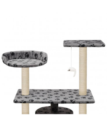Cat Tree with Sisal Scratching Posts 95 cm Grey Paw Prints
