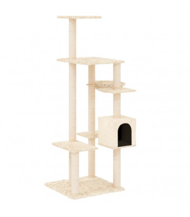 Cat Tree with Sisal Scratching Posts Cream 142 cm