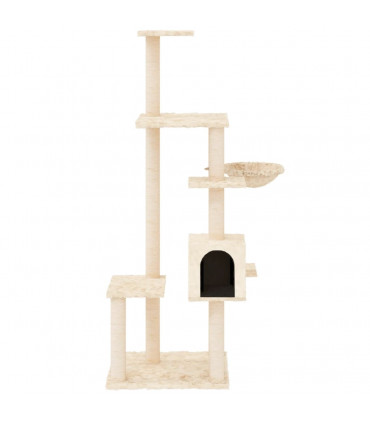 Cat Tree with Sisal Scratching Posts Cream 142 cm