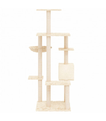 Cat Tree with Sisal Scratching Posts Cream 142 cm