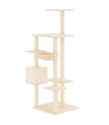 Cat Tree with Sisal Scratching Posts Cream 142 cm