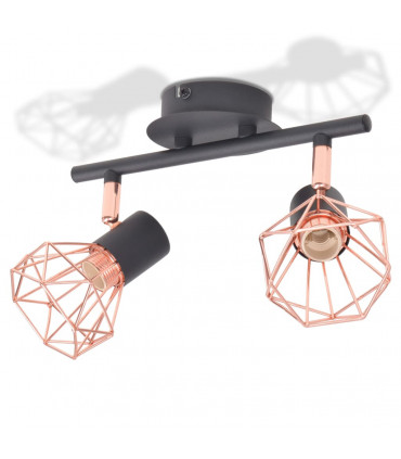 Ceiling Lamp with 2 Spotlights E14 Black and Copper
