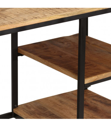 Desk with Folding Stool Solid Mango Wood 115x50x76 cm