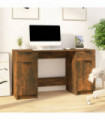 Desk with Side Cabinet Smoked Oak Engineered Wood