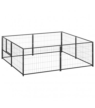Dog Kennel Black 4 m² Steel