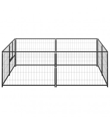 Dog Kennel Black 4 m² Steel