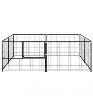 Dog Kennel Black 4 m² Steel