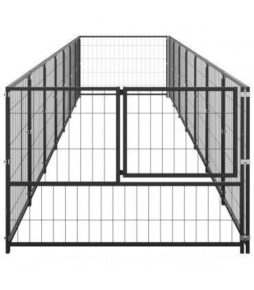 Dog Kennel Black 7 m² Steel