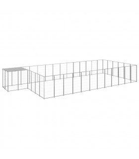 Dog Kennel Silver 22.99 m� Steel
