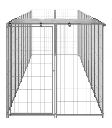 vidaXL Dog Kennel Silver 6.05 m² Steel