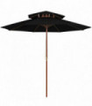 Double Decker Parasol with Wooden Pole Black 270 cm