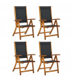 Folding Garden Chairs 4 pcs Solid Wood Acacia and Textilene
