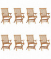 Folding Garden Chairs 8 pcs Solid Teak Wood