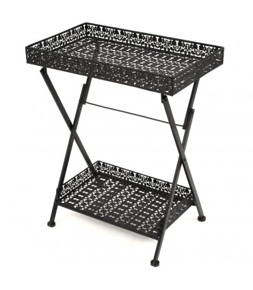 Folding Tea Table Vintage Style Metal 58x35x72 cm Black