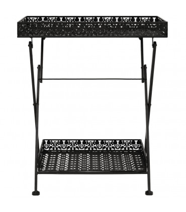 Folding Tea Table Vintage Style Metal 58x35x72 cm Black