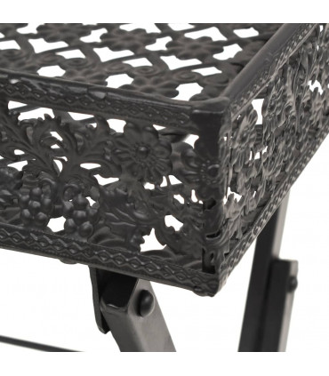 Folding Tea Table Vintage Style Metal 58x35x72 cm Black