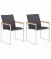 Garden Chairs 2 pcs Textilene and Stainless Steel Grey