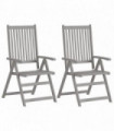 Garden Reclining Chairs 2 pcs Grey Solid Acacia Wood