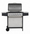 Gas BBQ Grill with 6 Cooking Zones Stainless Steel Silver