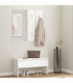 Hallway Furniture Set White Engineered Wood