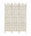 vidaXL Hand carved 3-Panel Room Divider White 120x165 cm Solid Mango Wood