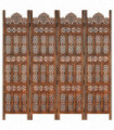 vidaXL Hand carved 4-Panel Room Divider Brown 160x165 cm Solid Mango Wood