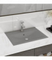 Luxury Basin with Faucet Hole Matt Light Grey 60x46 cm Ceramic