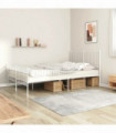 Metal Bed Frame with Headboard and Footboard White 140x190 cm