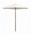 Parasol 270x270 cm Wooden Pole Cream White