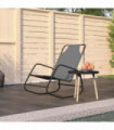Rocking Sun Lounger Grey Steel and Textilene