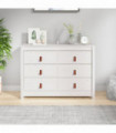 Side Cabinet White 100x40x72 cm Solid Wood Pine