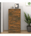Sideboard with 6 Drawers Smoked Oak 50x34x96 cm Engineered Wood