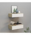Wall Drawer Shelves 2 pcs Oak and White 40x23.5x10cm MDF