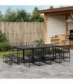 vidaXL 13 Piece Garden Dining Set Black Poly Rattan